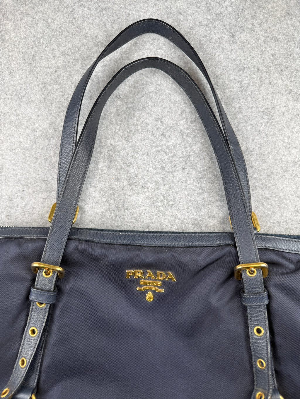 Prada Tessuto Nylon Handbag Navy
