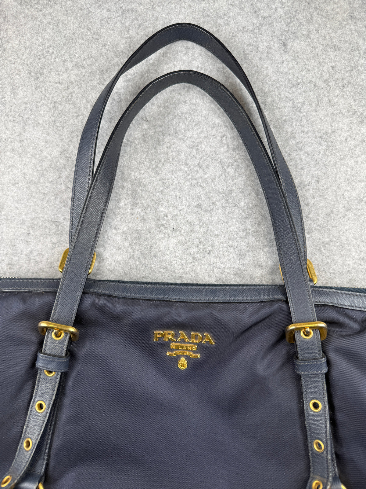 Prada Tessuto Nylon Handbag Navy