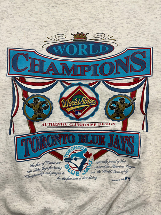 (XL) Vintage Toronto Blue Jays Championship Sweatshirt White | Vitnage Clothing Store Canada