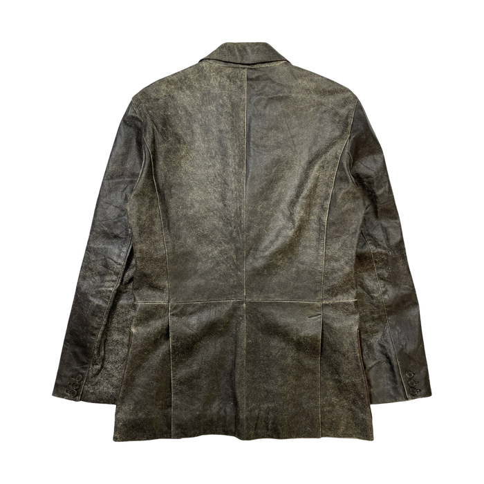 Prada Distressed Leather Blazer Jacket (USED) | Vitnage Clothing Store Canada