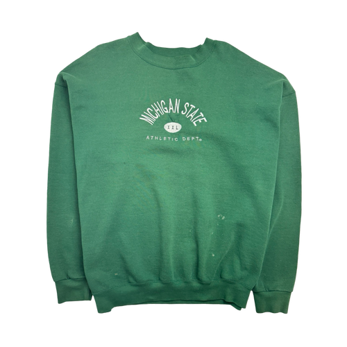 (XL) Vintage Michigan State University Sweatshirt Green | Vintage Clothing Store Canada