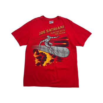 Vintage 1980’s Joe Satriani Surfing The Alien Silver Surfer Tee Red