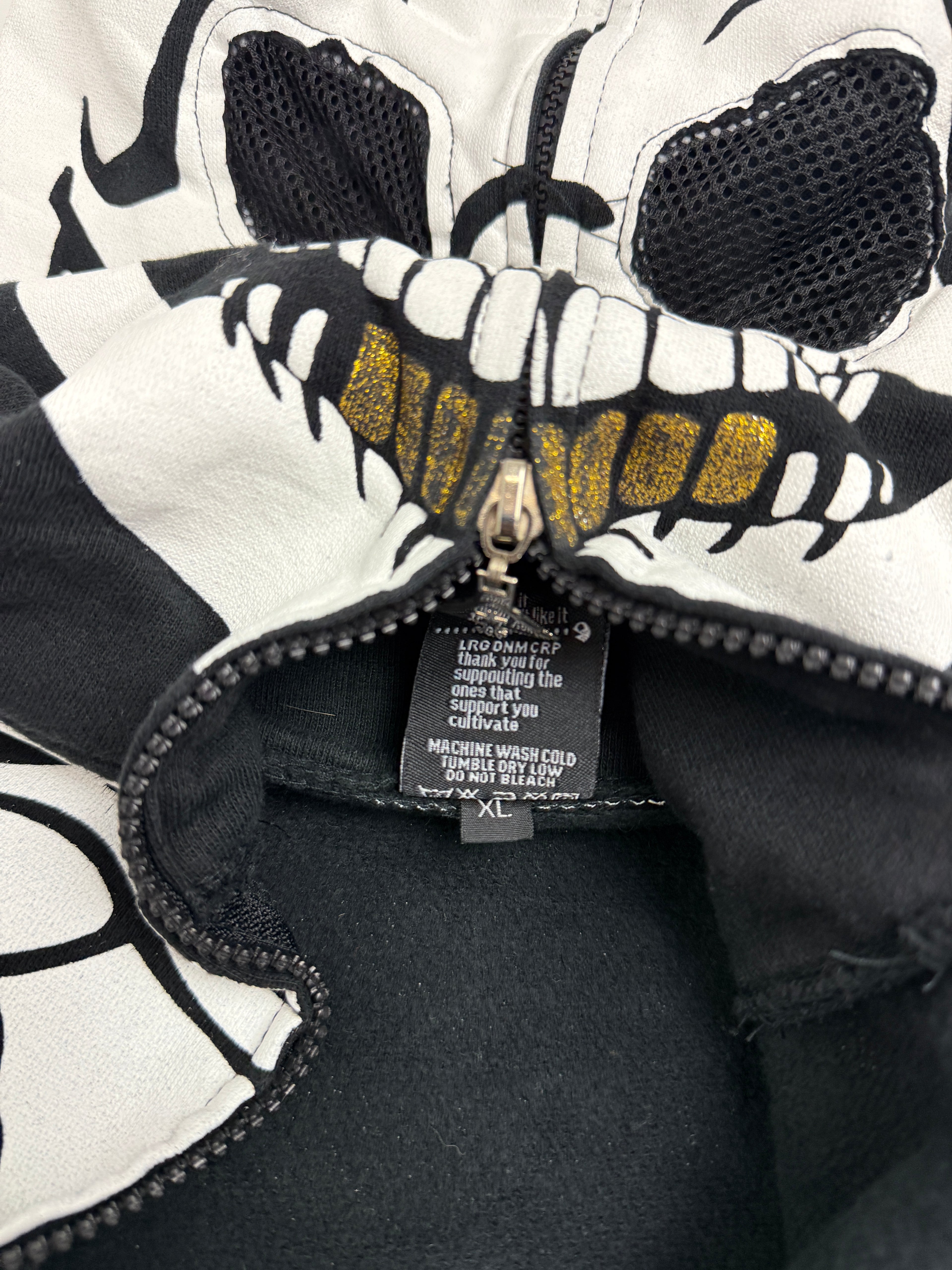 2000s LRG Dead Serious Skeleton Full Zip Hoodie Black