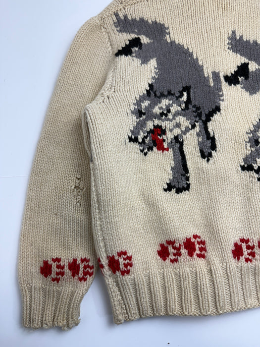 Vintage Cowichan Wolf Knitted Zip up Sweater | Vitnage Clothing Store Canada
