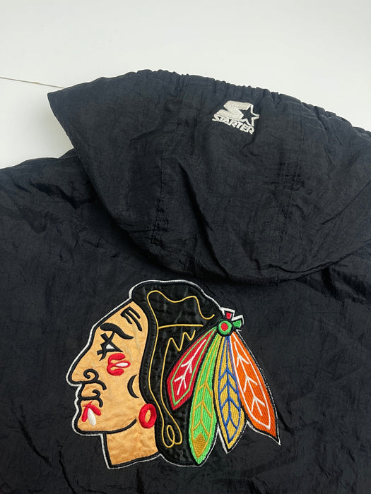 (L) Vintage Starter Chicago Blackhawks Hooded Jacket | Vitnage Clothing Store Canada