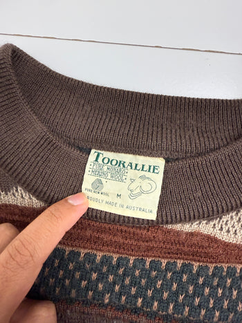 Vintage Toorallie Pattern Wool 3D Knit Brown