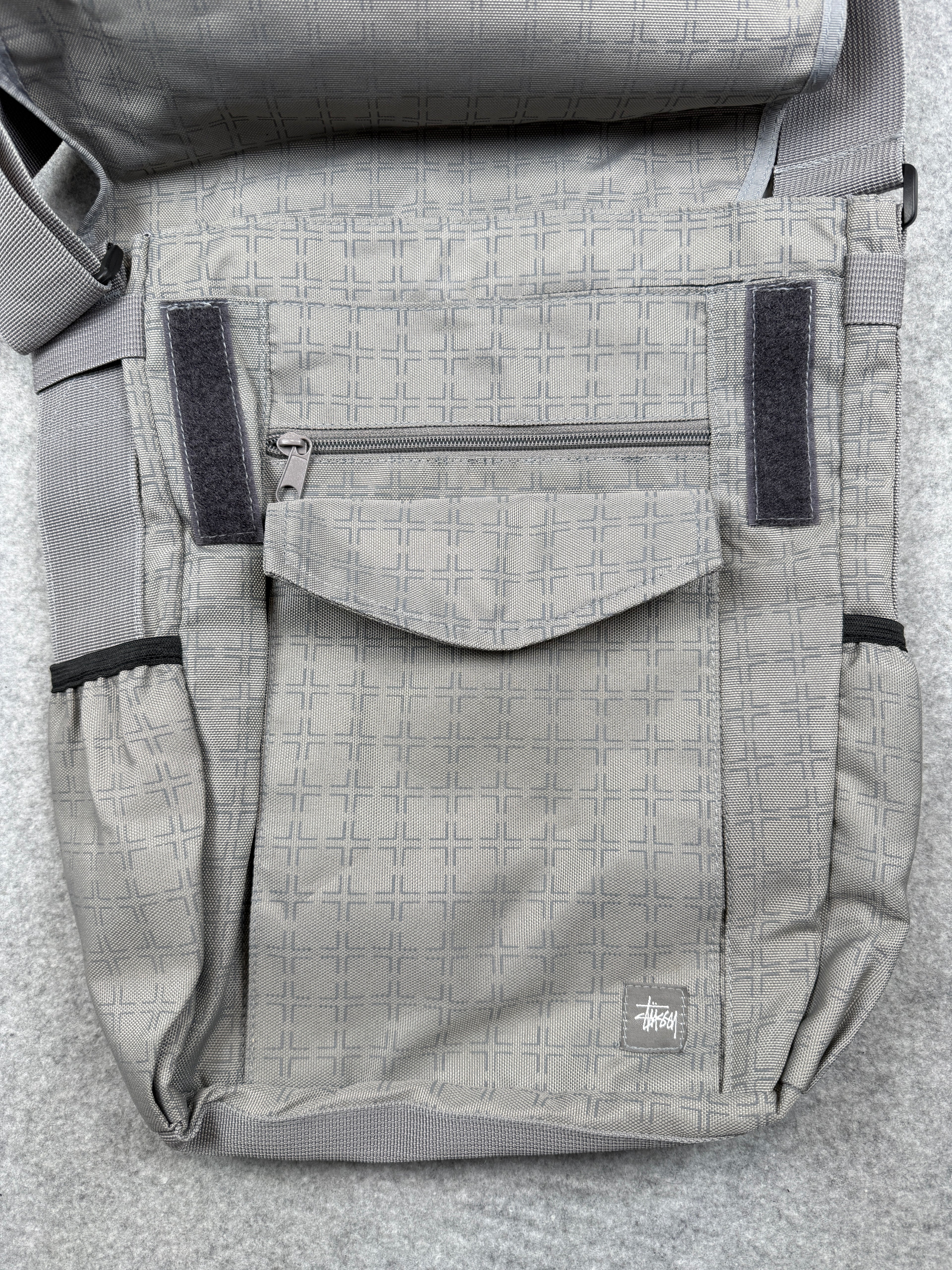 Vintage Stussy Boston Grid Messenger Bag Grey