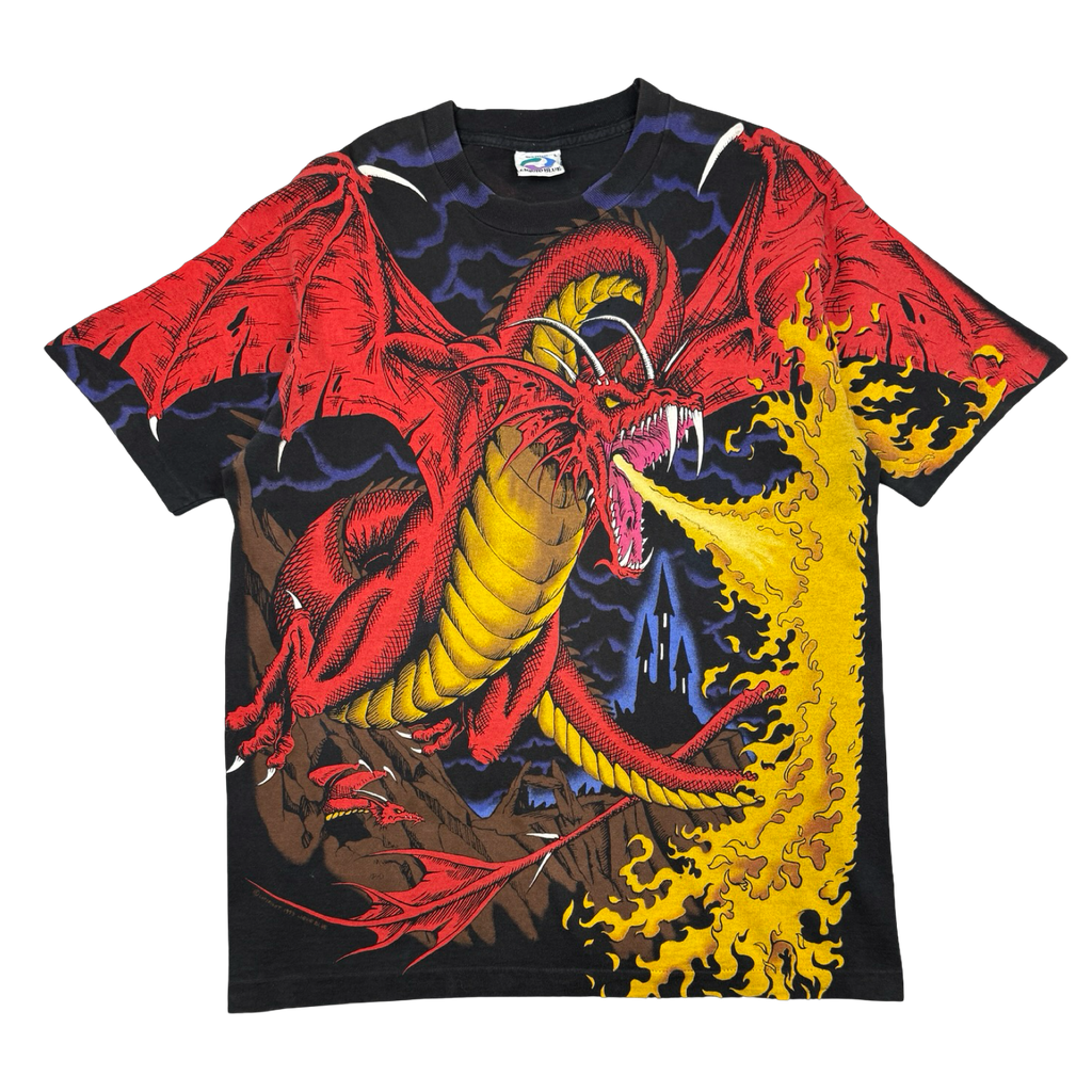 Vintage Liquid Blue Dragon AOP Tee Black