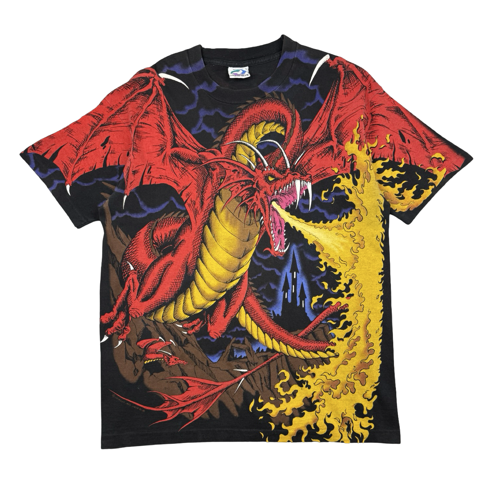 Vintage Liquid Blue Dragon AOP Tee Black