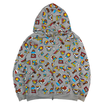 BAPE Baby Milo All Over Full Zip Hoodie Grey (USED)