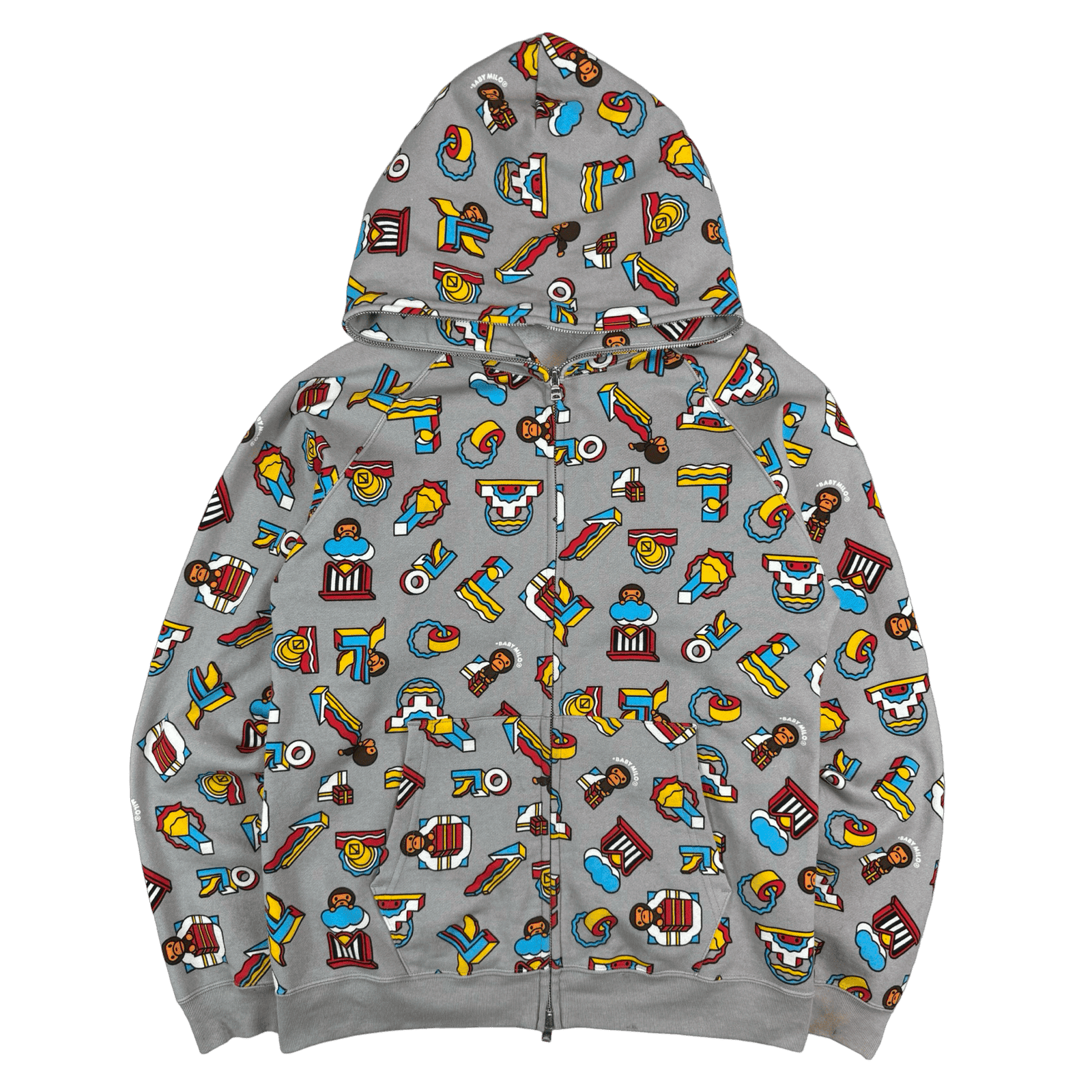 BAPE Baby Milo All Over Full Zip Hoodie Grey (USED)