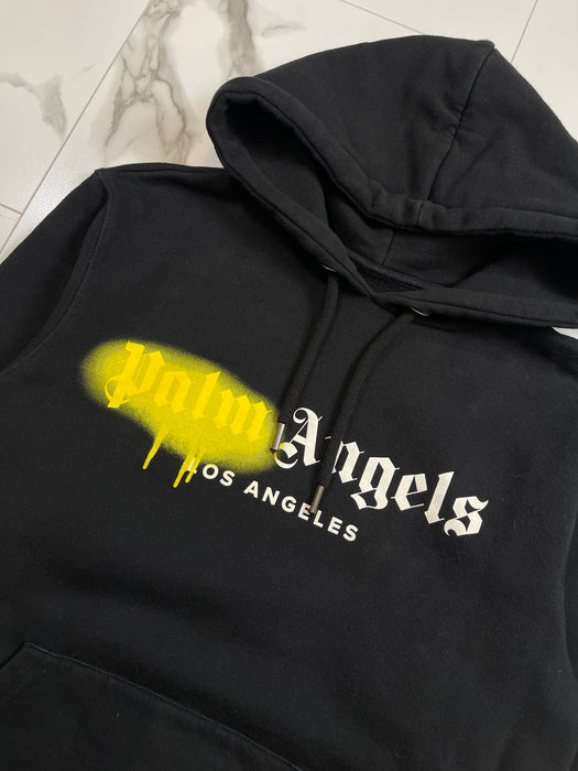 Palm Angels LA Sprayed Logo Hoodie Black (USED) | Vitnage Clothing Store Canada