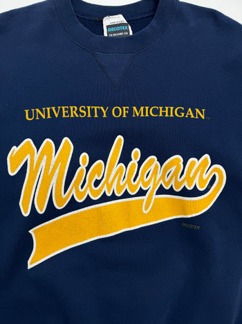 (L) Vintage 90s University Of Michigan Sweatshirt Navy