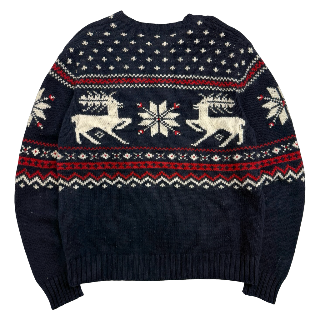 Vintage Polo Ralph Lauren Reindeer Christmas Wool Knit Sweater