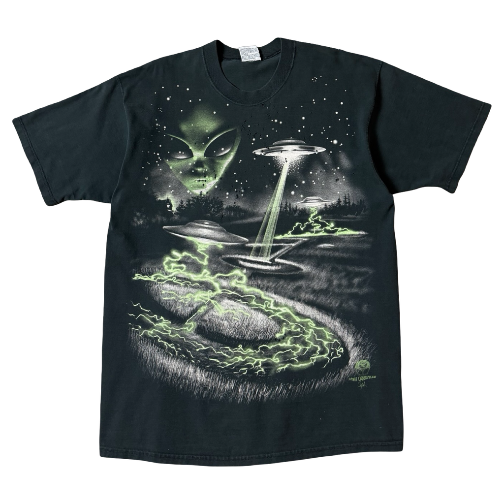 Vintage 1997 Liquid Blue Alien UFO Tee Black