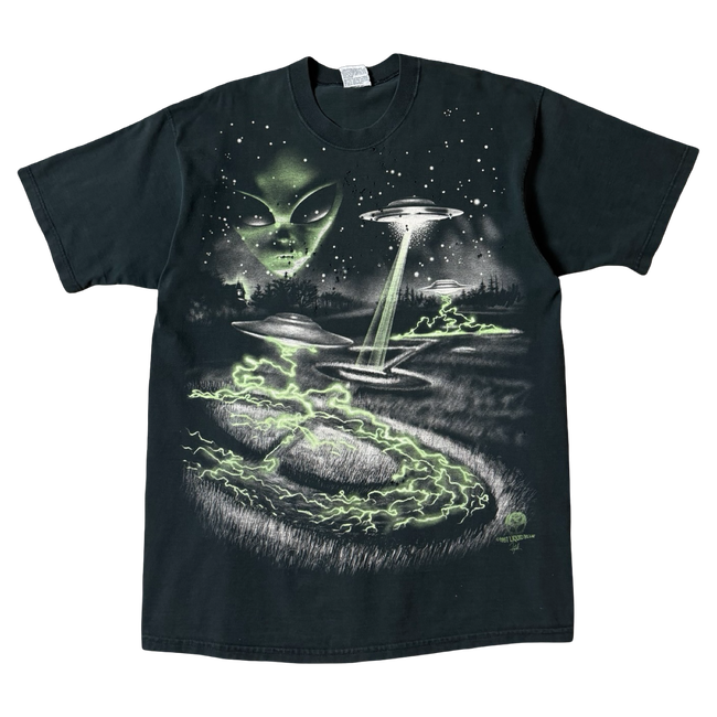 Vintage 1997 Liquid Blue Alien UFO Tee Black