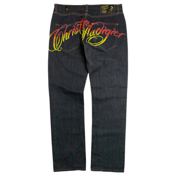 Christian Audigier Embroidered Tiger Pants