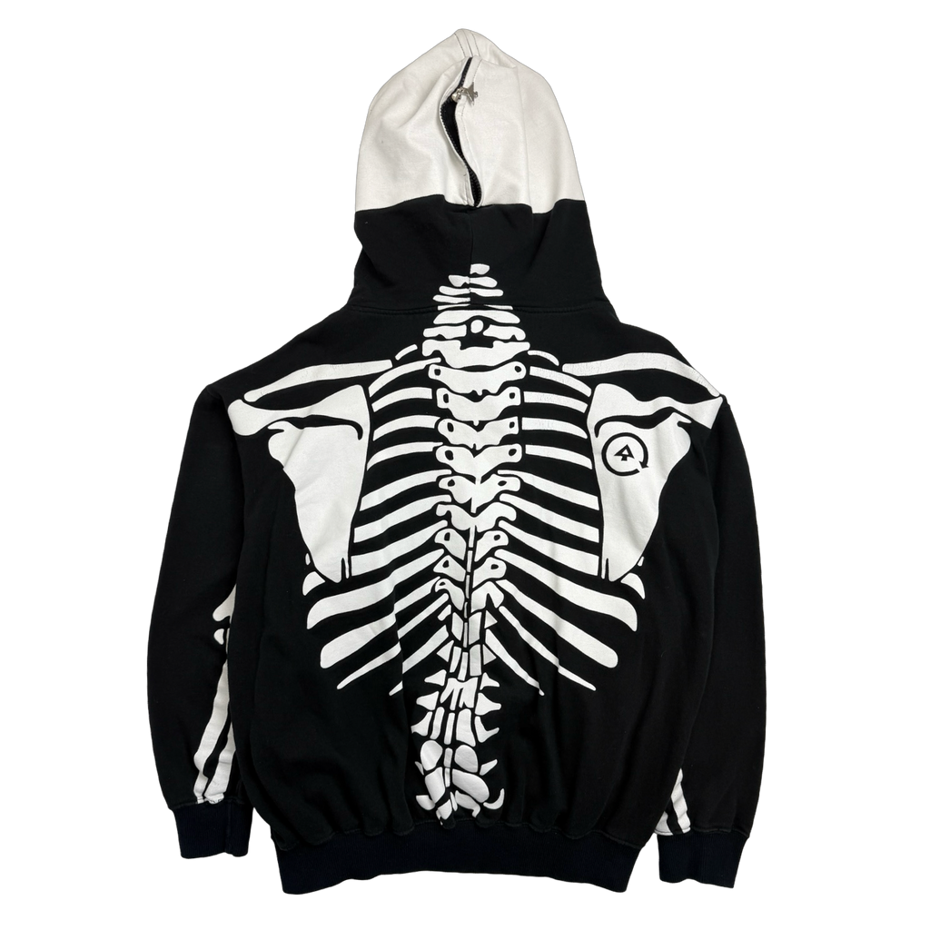 2000s LRG Dead Serious Skeleton Full Zip Hoodie Black