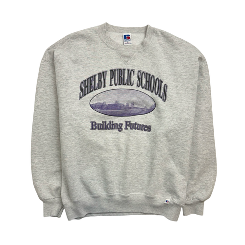 (L) Vintage 90s Shelby Public Schools Sweatshirt Grey | Vintage Clothing Store Canada