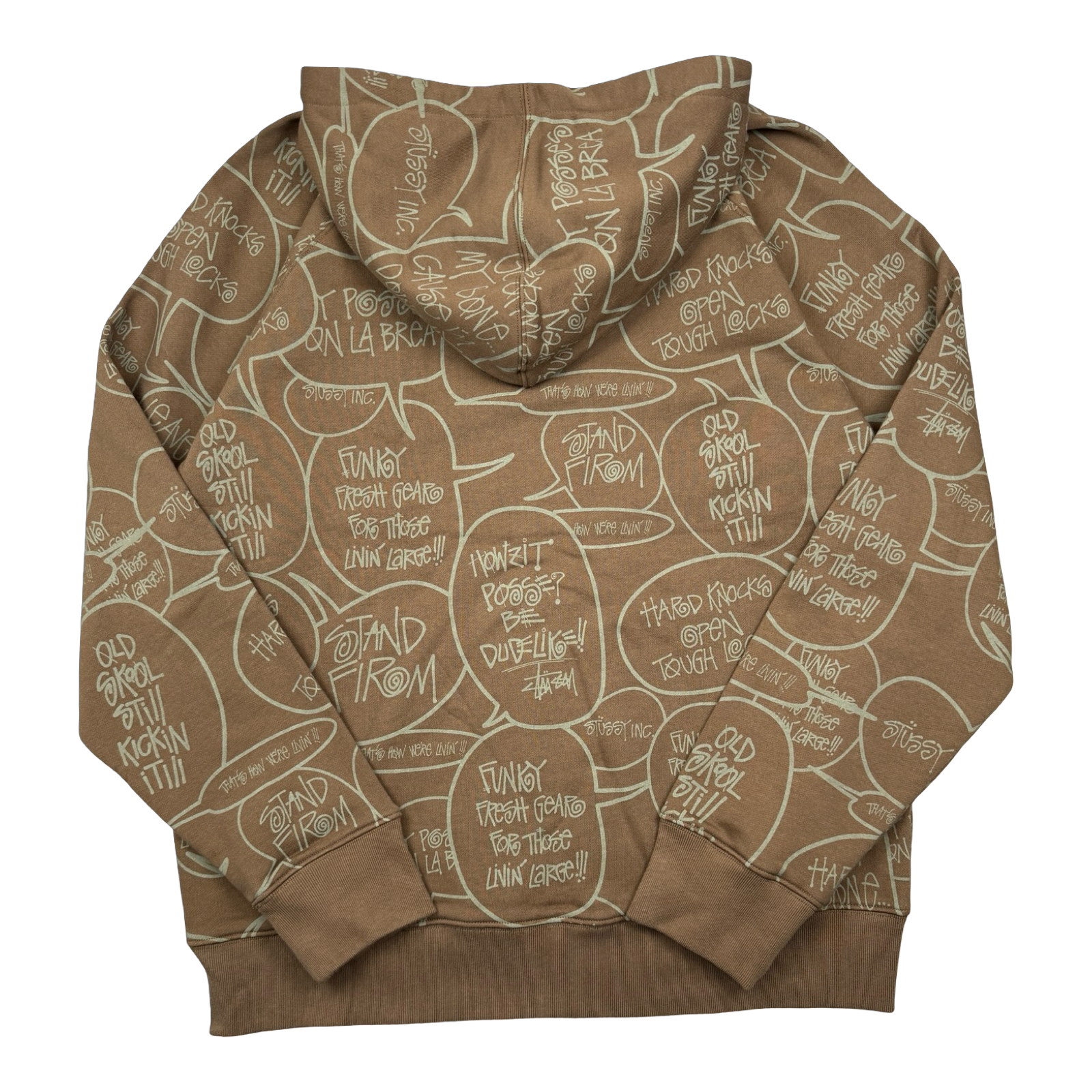 Vintage Stussy Pop Art AOP Zip Up Sweater Brown
