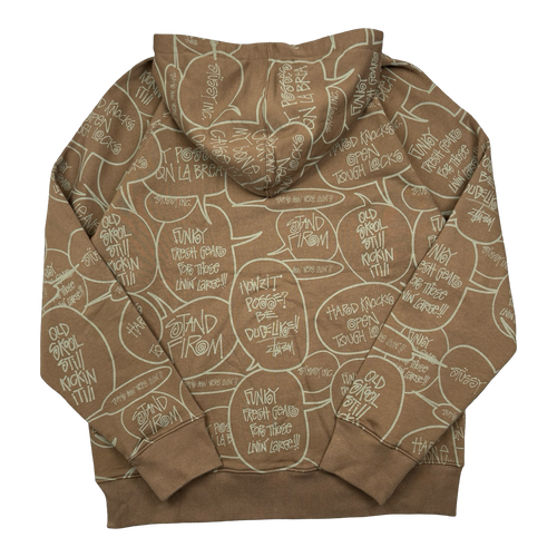 Vintage Stussy Pop Art AOP Zip Up Sweater Brown | Vintage Clothing Store Canada