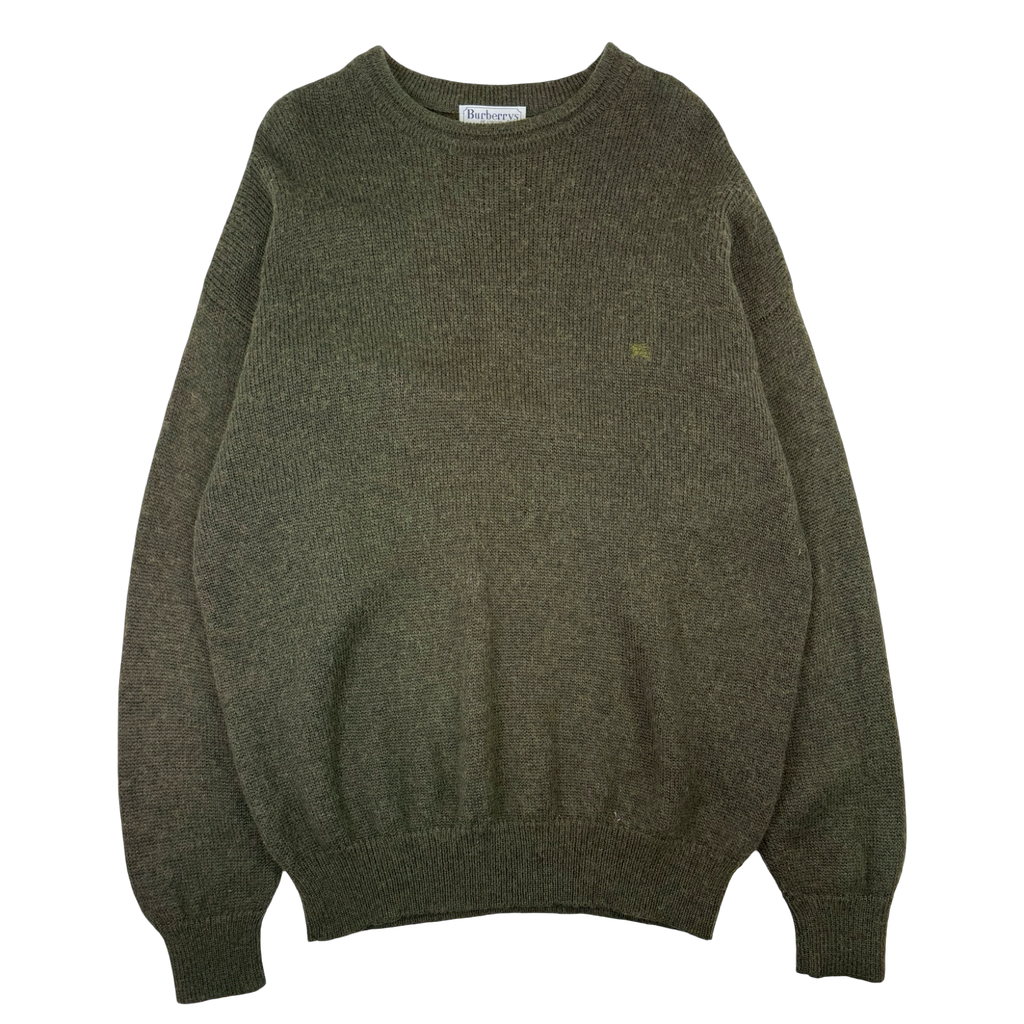 Vintage Burberry Wool Knit Sweatshirt Olive
