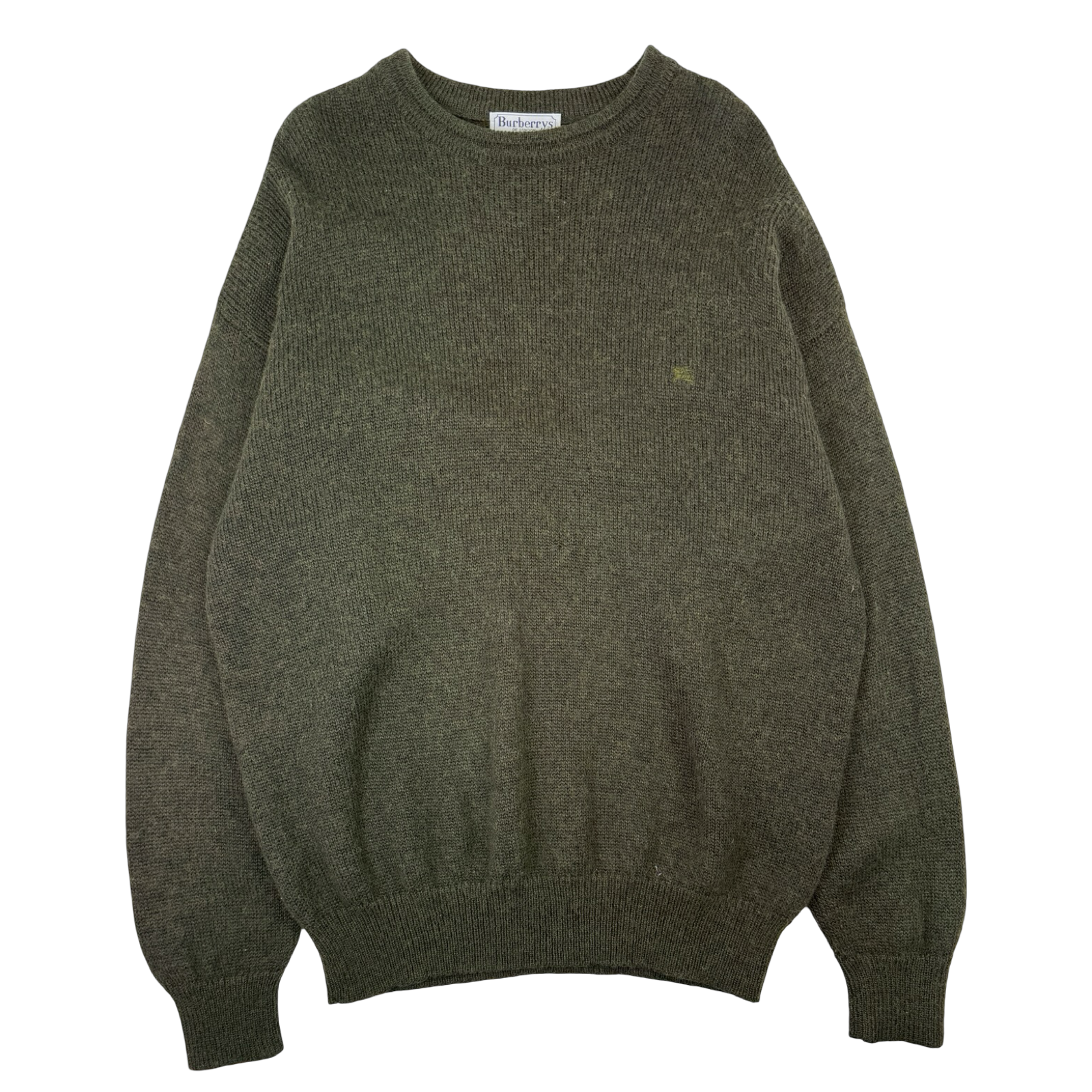 Vintage Burberry Wool Knit Sweatshirt Olive
