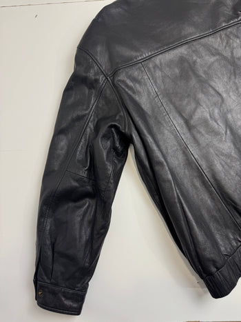 Vintage Balenciaga Paris Cinch Harrington Leather Jacket Black