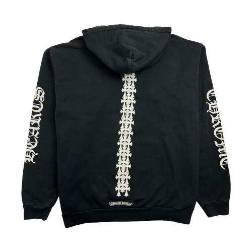 Chrome Hearts Cemetery Cross Tire Tracks Hoodie Black (USED) | Vintage Clothing Store Canada