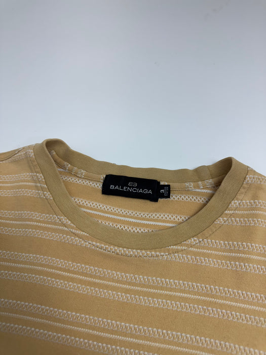 Vintage Balenciaga BB Striped Cotton Tee Yellow | Vitnage Clothing Store Canada