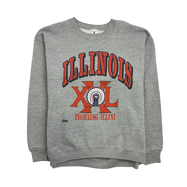 (M) Vintage 90s University Of Illinois Sweatshirt Grey