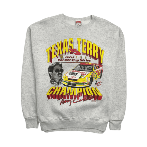 (XL) Vintage Texas Terry Nascar Sweatshirt White | Vintage Clothing Store Canada