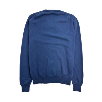 Vintage Polo V-neck Fleece Sweatshirt Blue