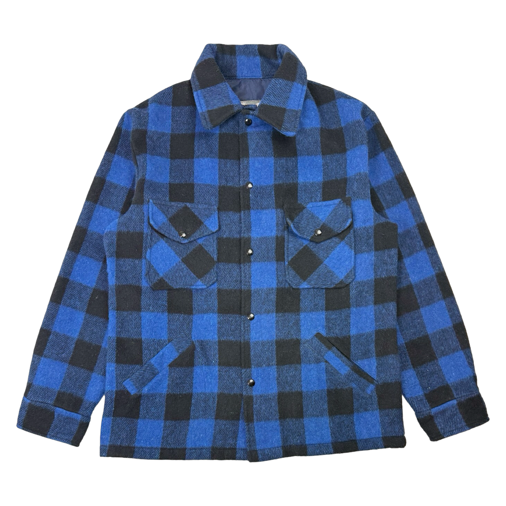 Vintage Golden Bay Wool Plaid Button Up Shirt Blue