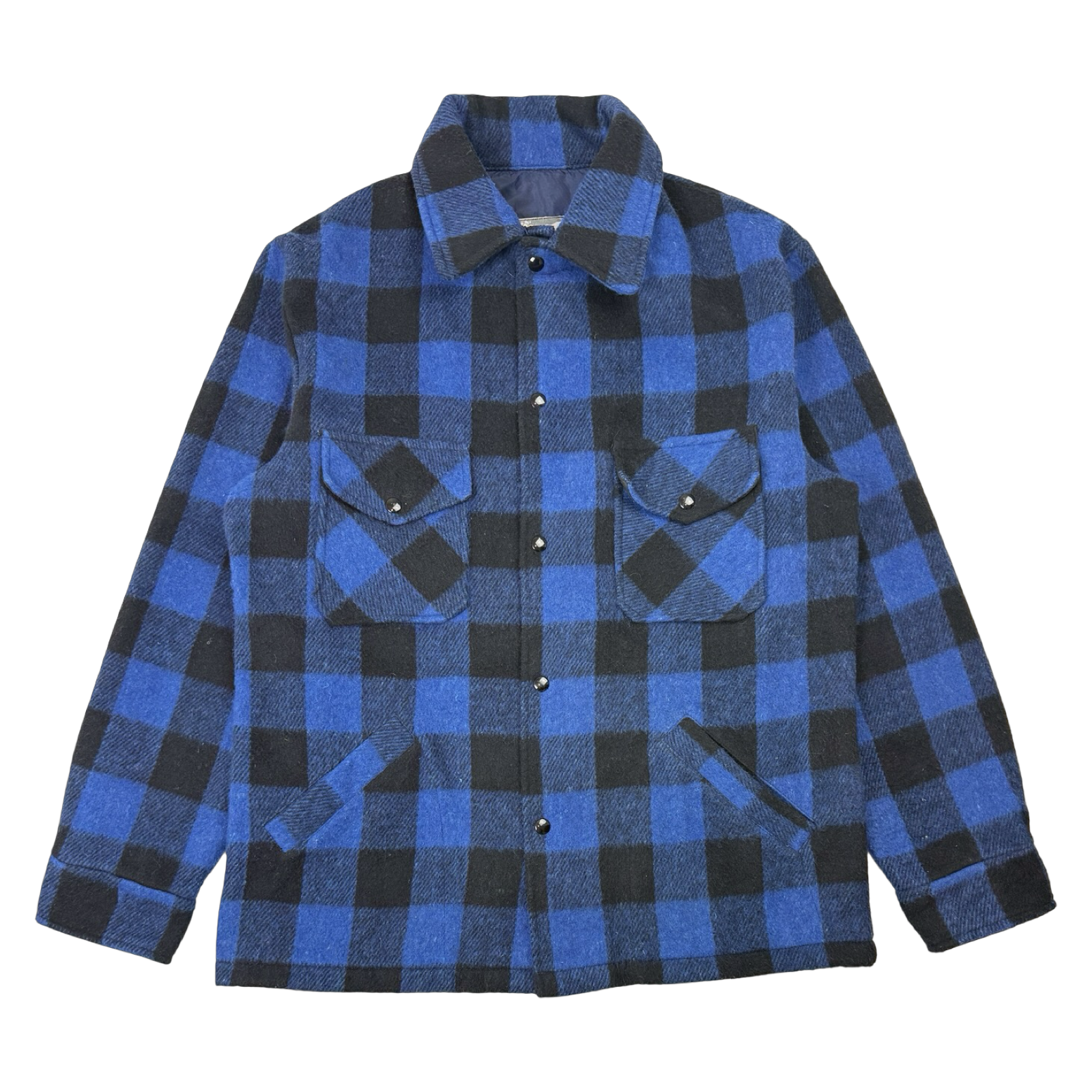 Vintage Golden Bay Wool Plaid Button Up Shirt Blue