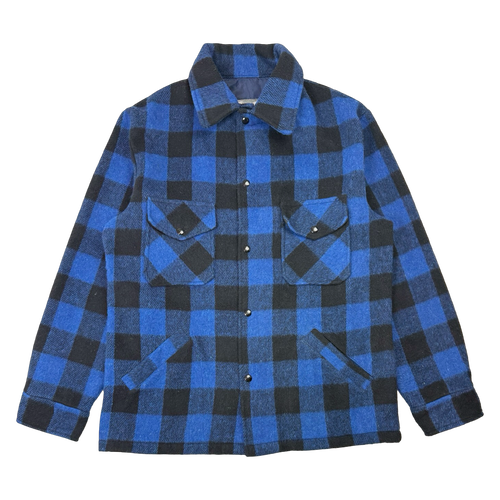 Vintage Golden Bay Wool Plaid Button Up Shirt Blue | Vintage Clothing Store Canada