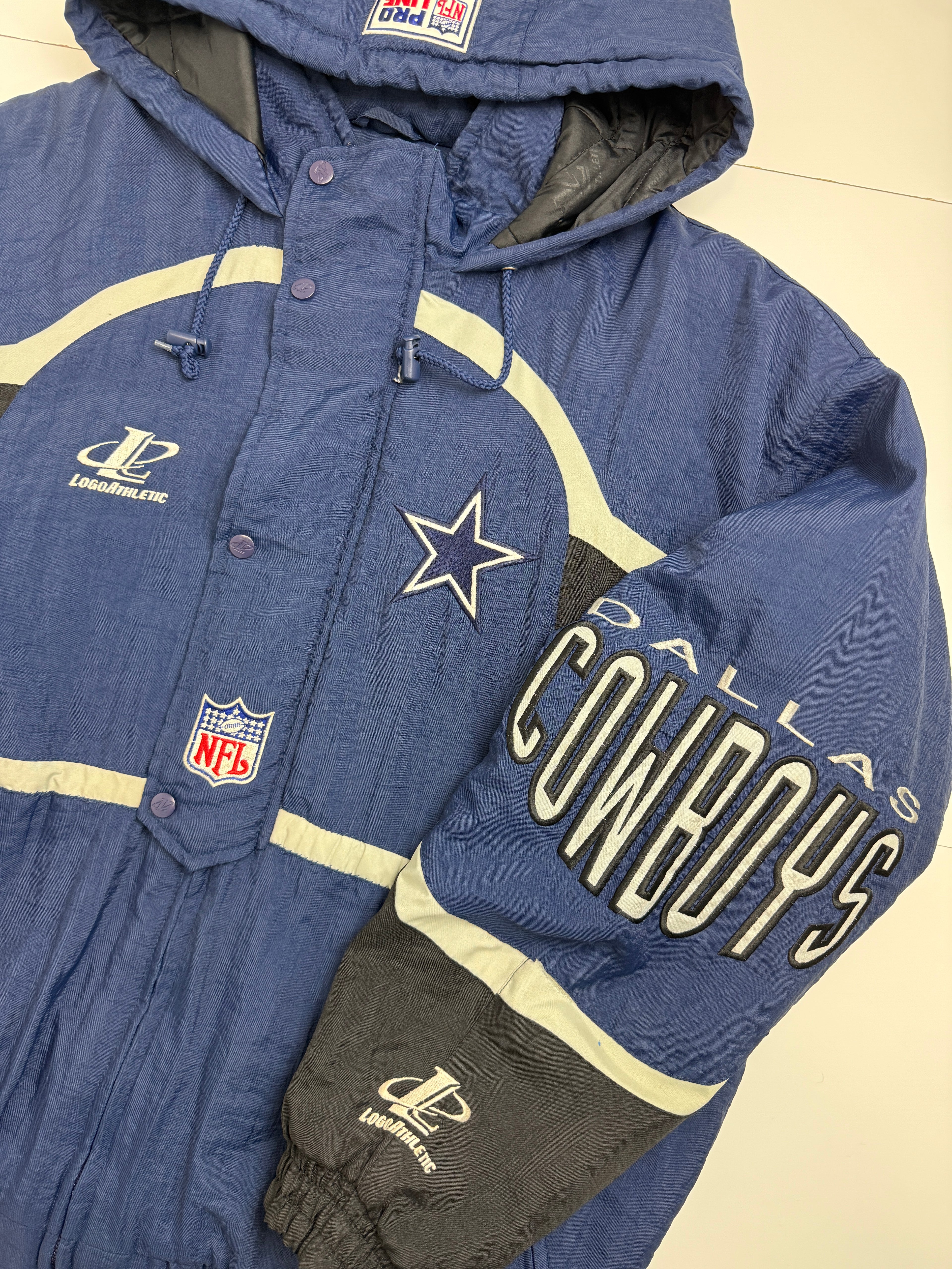 Vintage Dallas Cowboys Logo Athletic Hooded Jacket Navy