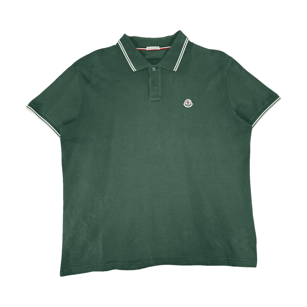 Moncler Striped Button-up Polo Shirt Green (USED)