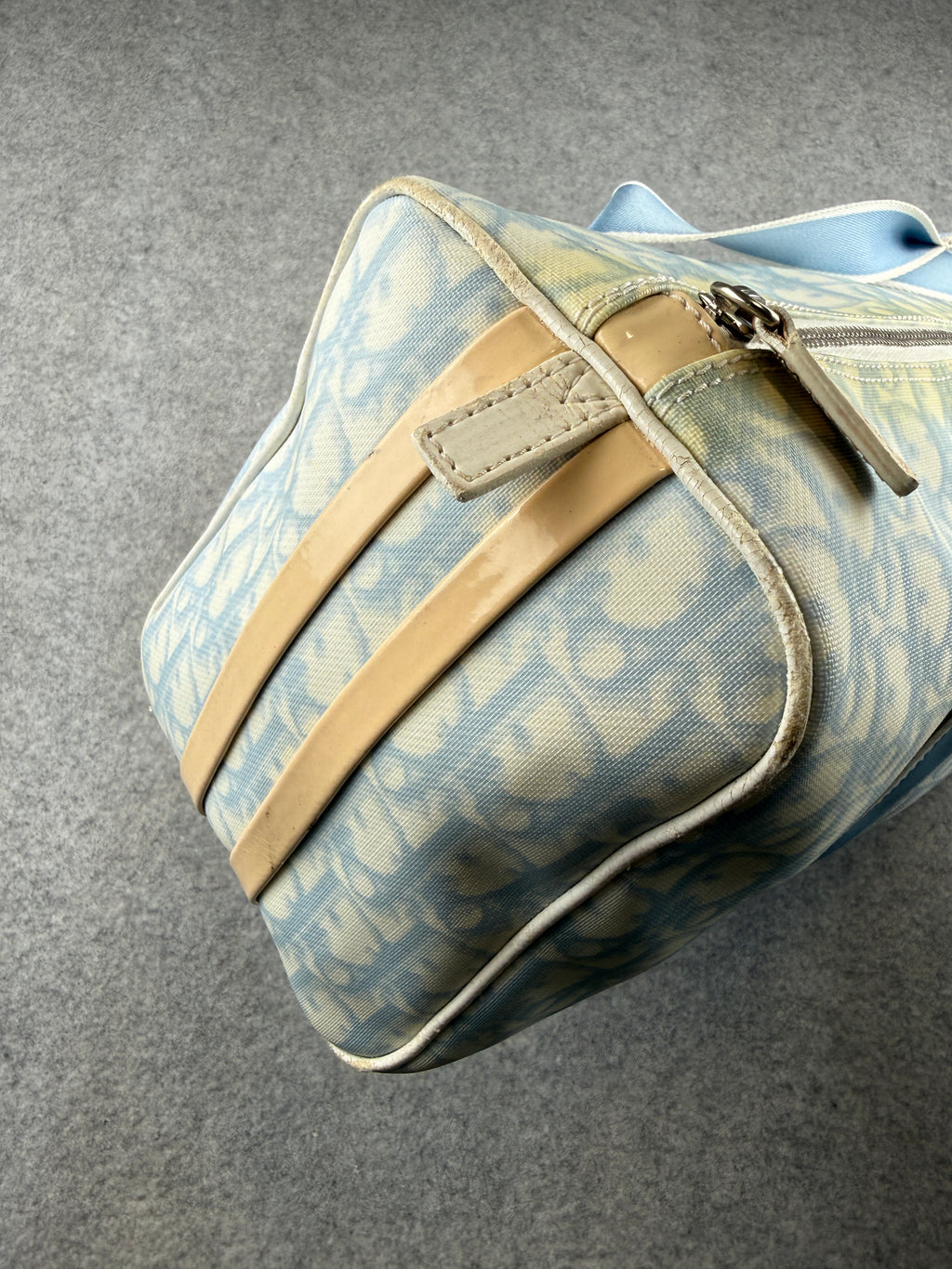 Women’s Christian Dior Trotter Canvas Boston Bag Light Blue