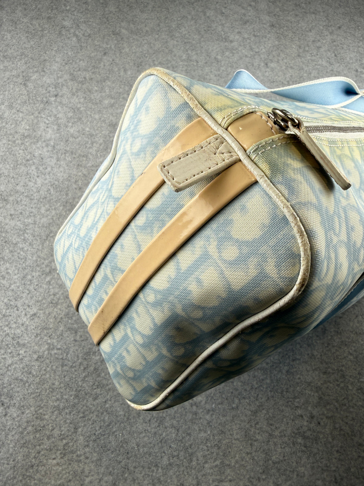 Women’s Christian Dior Trotter Canvas Boston Bag Light Blue