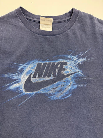 Vintage 2000s Nike Spell-Out Swoosh Tee Navy