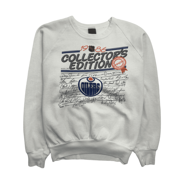 (XS) Vintage Edmonton Oilers Sweatshirt White | Vitnage Clothing Store Canada