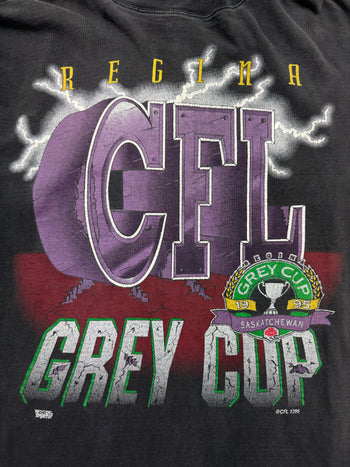 (M) Vintage '95 Saskatchewan Rough Riders Grey Cup Tee Faded Black