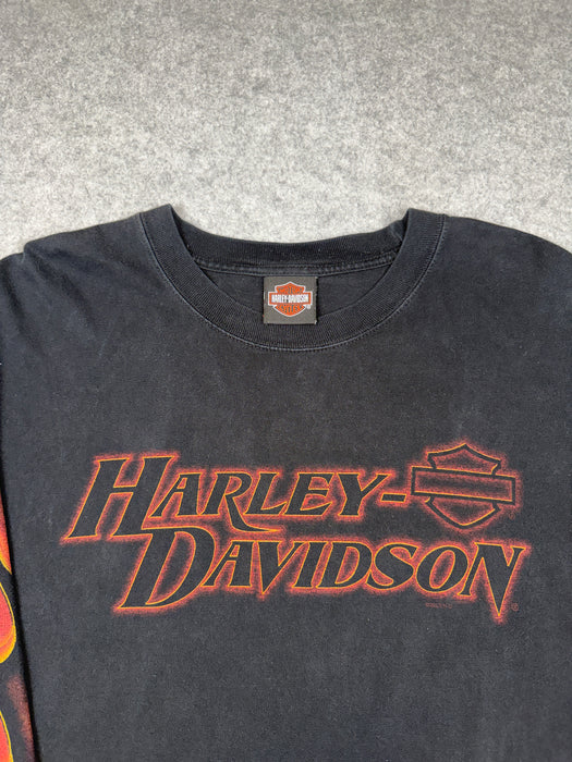 Vintage Harley Davidson Full Flame Sleeve Kegel L/S Tee Black | Vitnage Clothing Store Canada