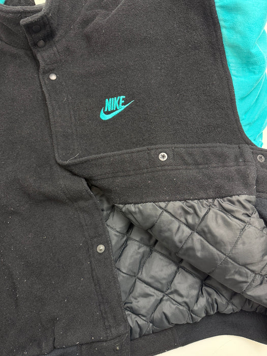 Vintage 90s Nike Force Varsity Jacket Black/Teal | Vitnage Clothing Store Canada