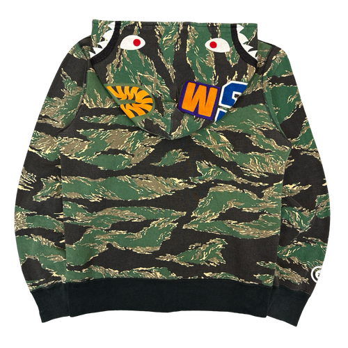 BAPE Shark Tiger Camo Full Zip Hoodie Green (USED) | Vintage Clothing Store Canada