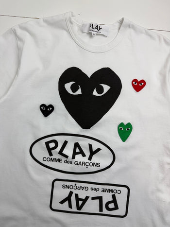 Comme des Garcons PLAY Multi Logo Black Heart Tee White (USED)
