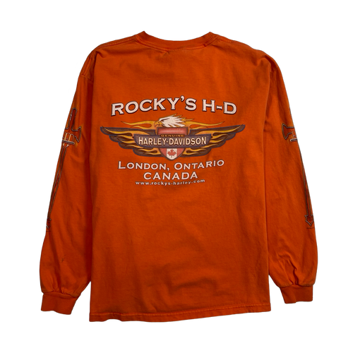 Vintage ‘05 Harley Davidson L/S Tee Orange | Vintage Clothing Store Canada