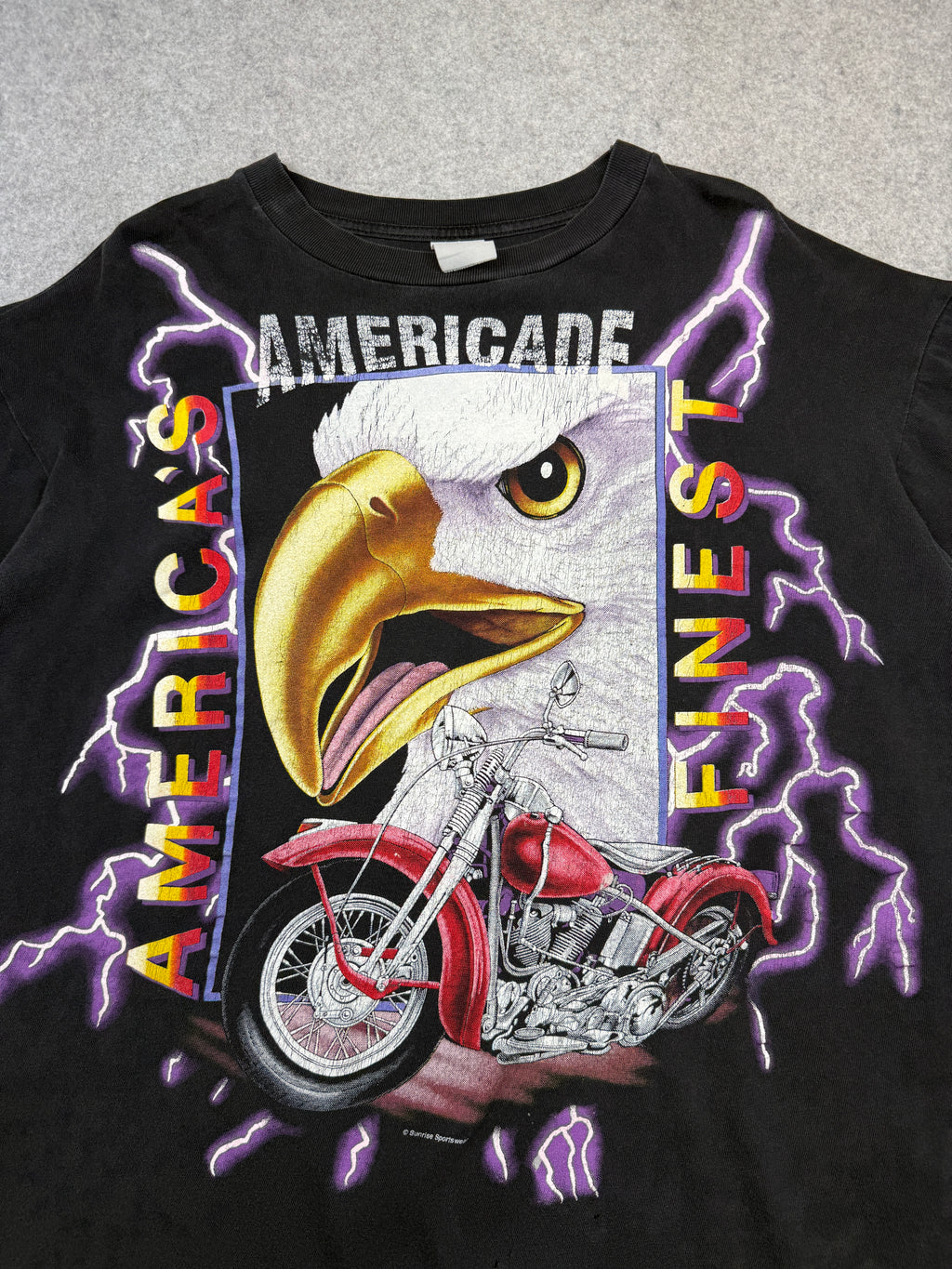 Vintage American Thunder Lightning Eagle Americade Tee Black
