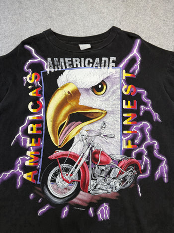 Vintage American Thunder Lightning Eagle Americade Tee Black